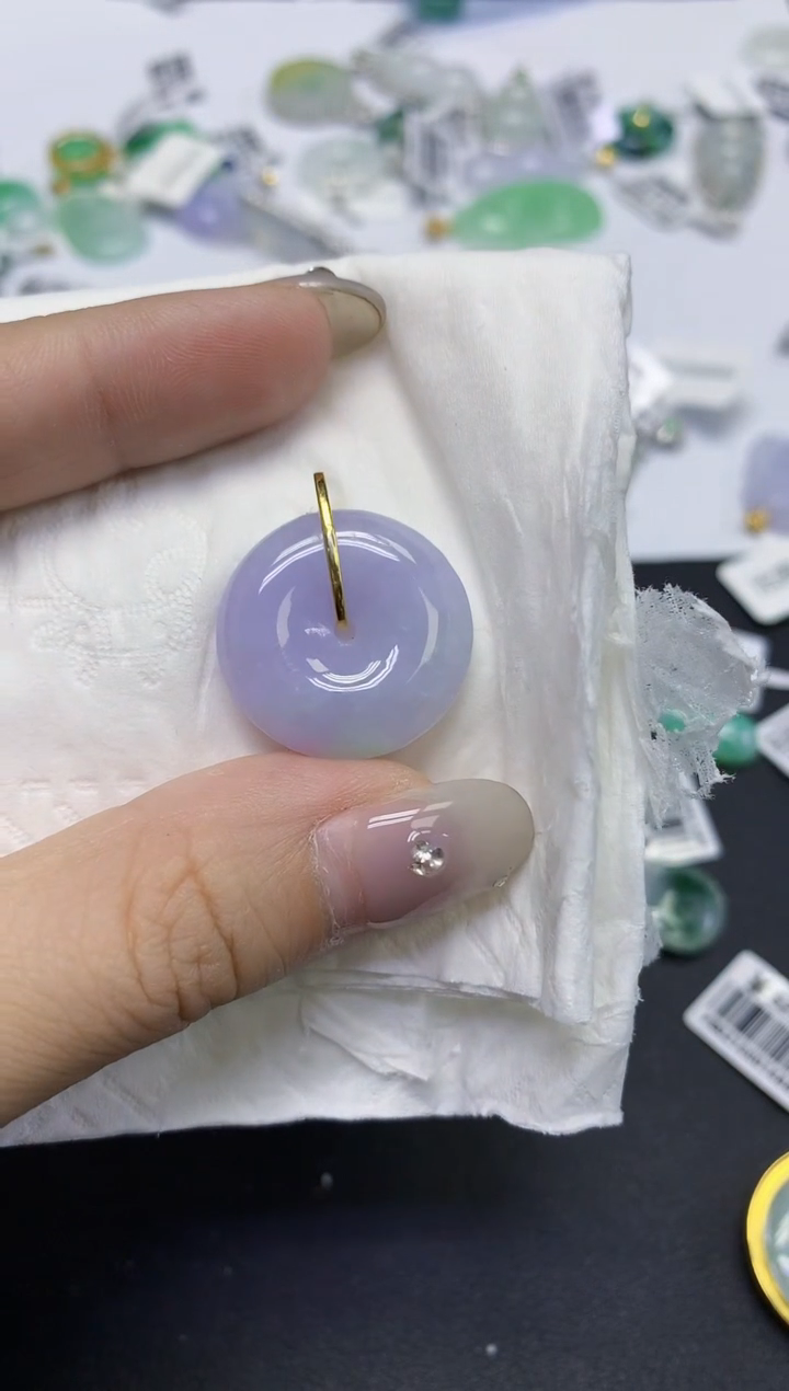 颈饰18K金镶嵌翡翠天然缅甸翡翠A货百元以上9元证书费自理