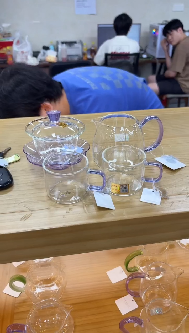 禾器咏荷盖碗浅紫色+禾器倾妍茶海浅紫色+禾器清尚杯一个装*2