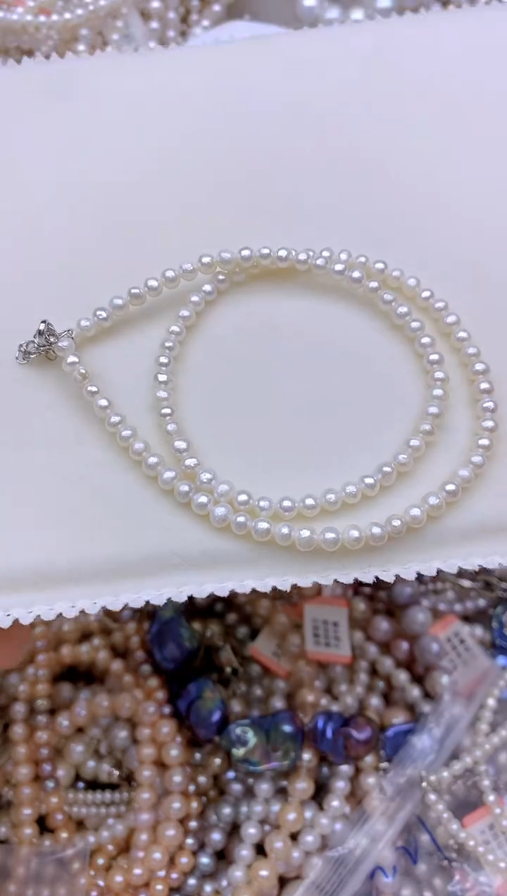 未镶嵌淡水珍珠1小米珠项链