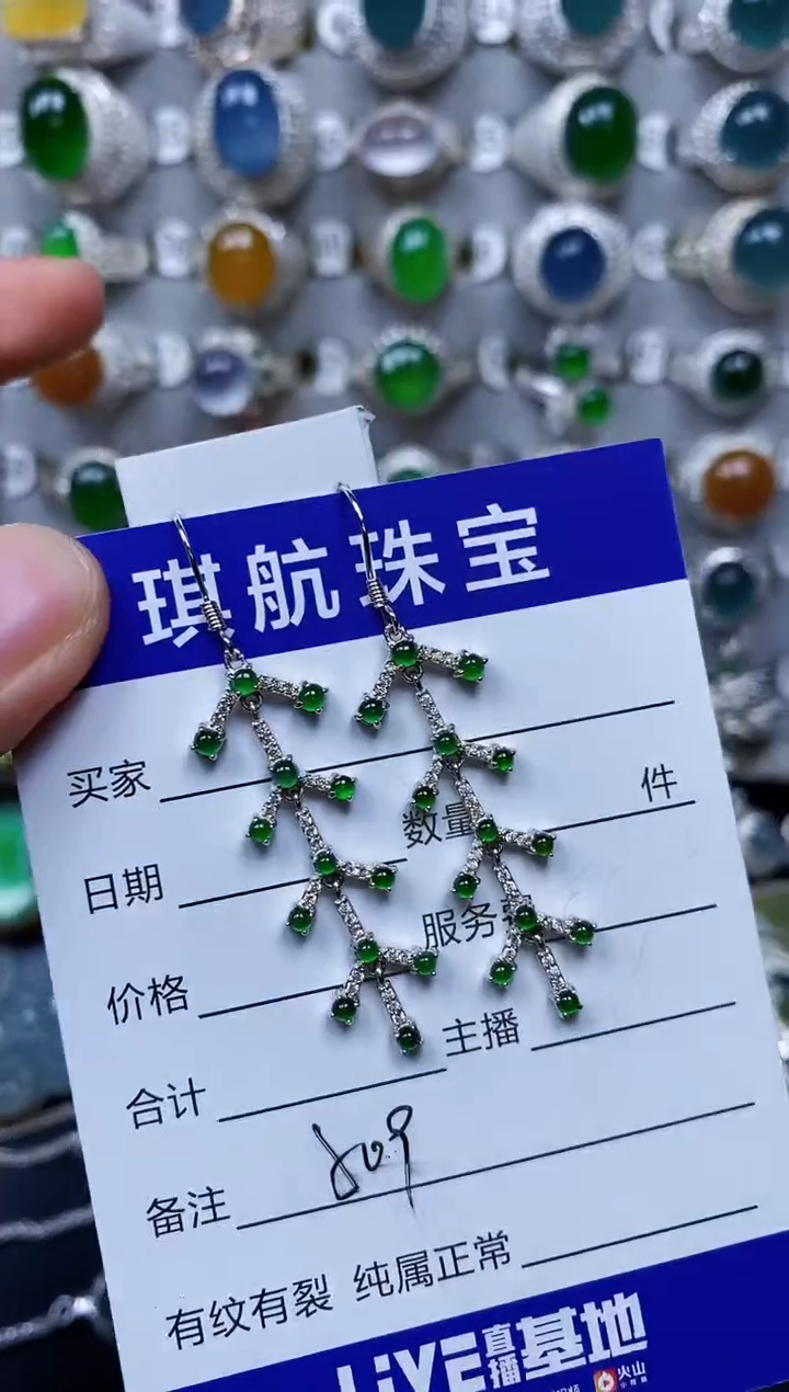 【闪购商品】翡翠耳饰银S925镶嵌0509