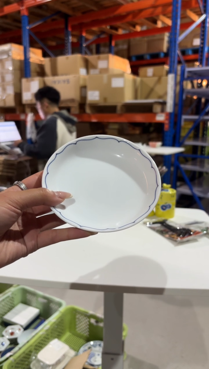 玻璃纸桔梗線描 4.3寸皿