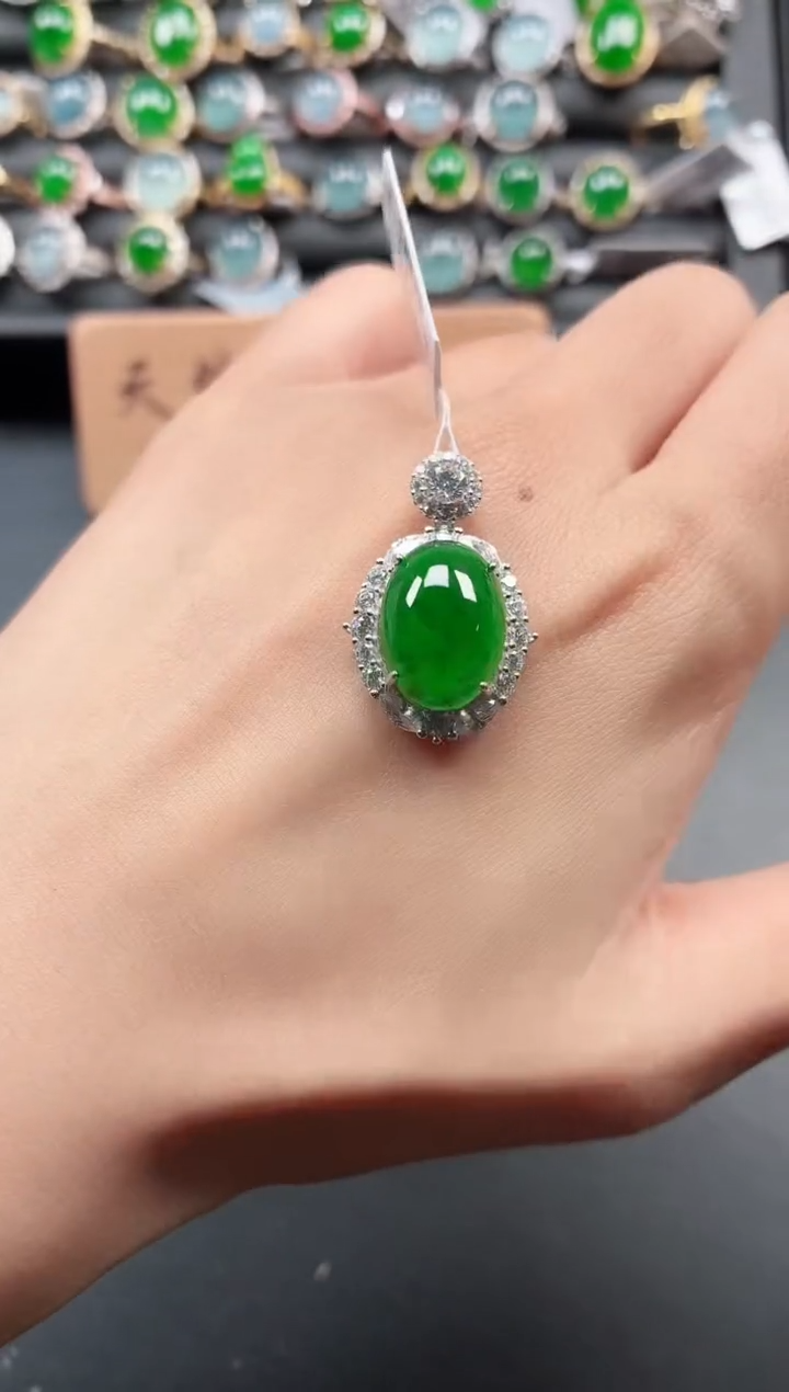 银S925镶嵌戒指翡翠1111111