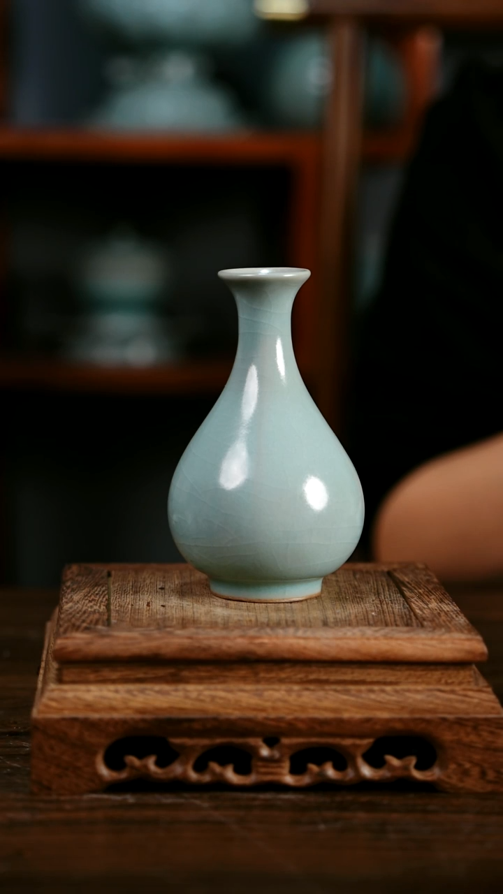 摆件陶青霁汝窑仿古釉  玉壶春