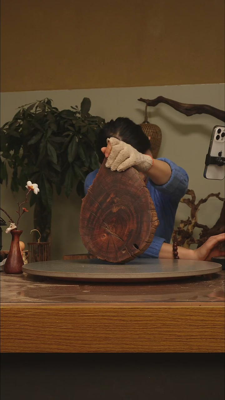 木鱼**限根雕摆件381