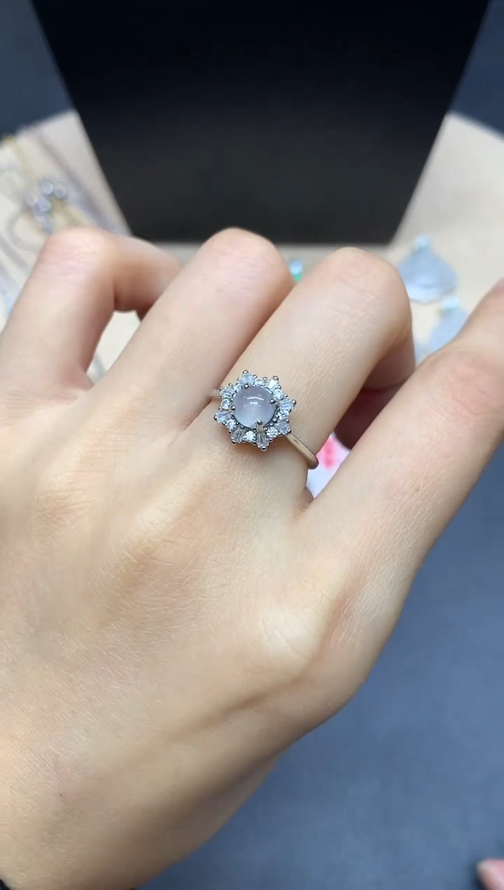 【闪购商品】翡翠戒指银S925镶嵌蛋面【多样性发其一】