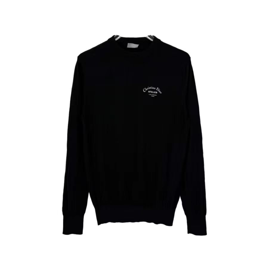 未使用 DIOR/迪奥 汤/P245826070/黑色经典logo毛衣S