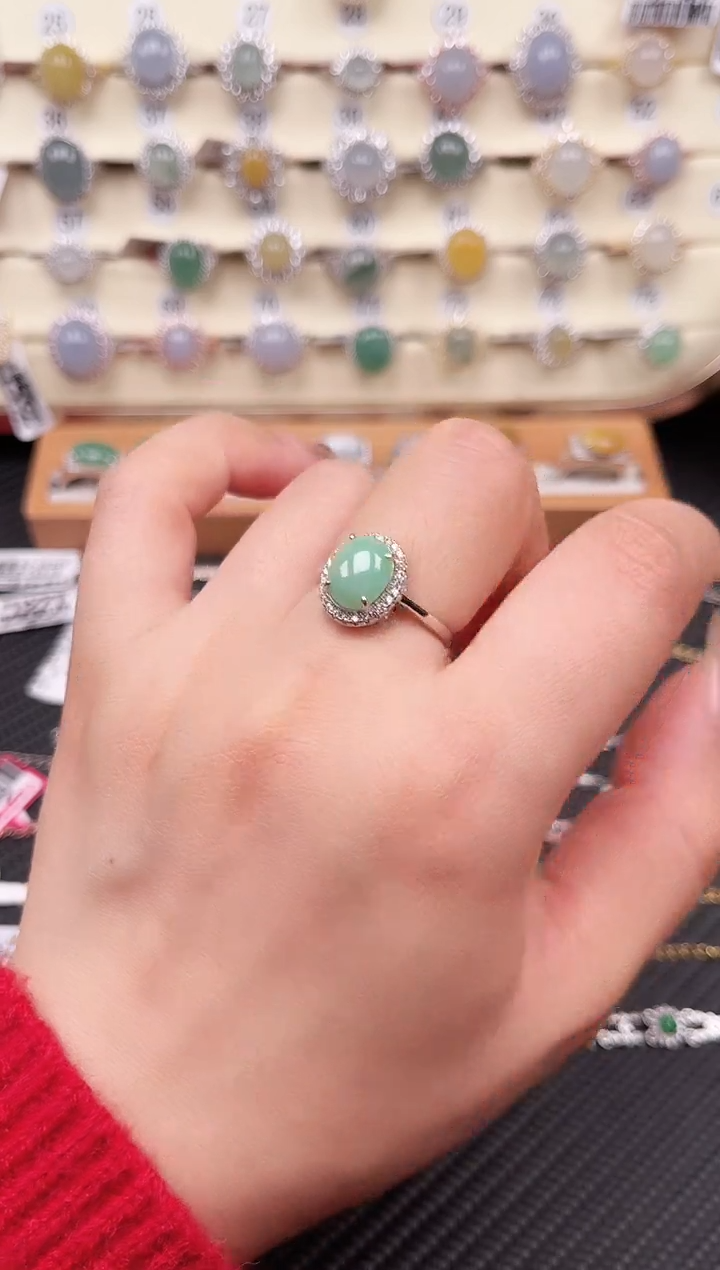 【闪购商品】翡翠戒指银S925镶嵌戒指08