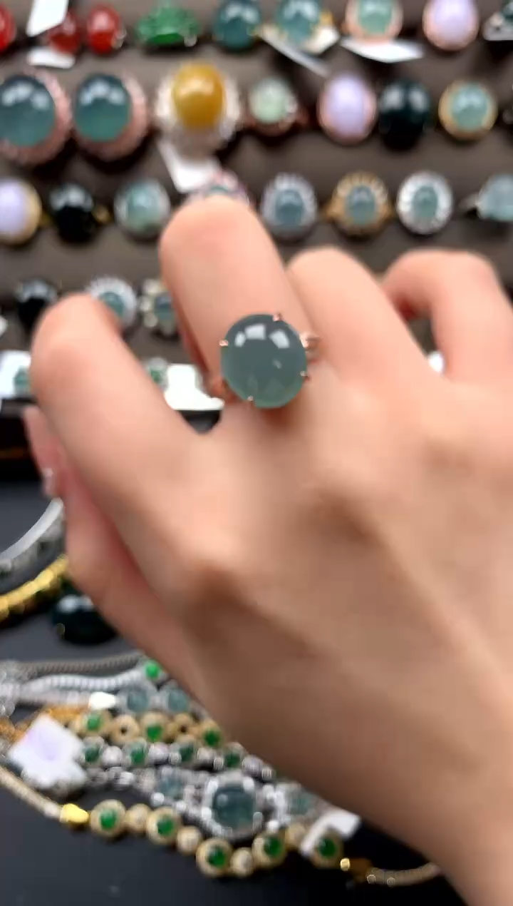 【闪购商品】翡翠戒指银S925镶嵌52141