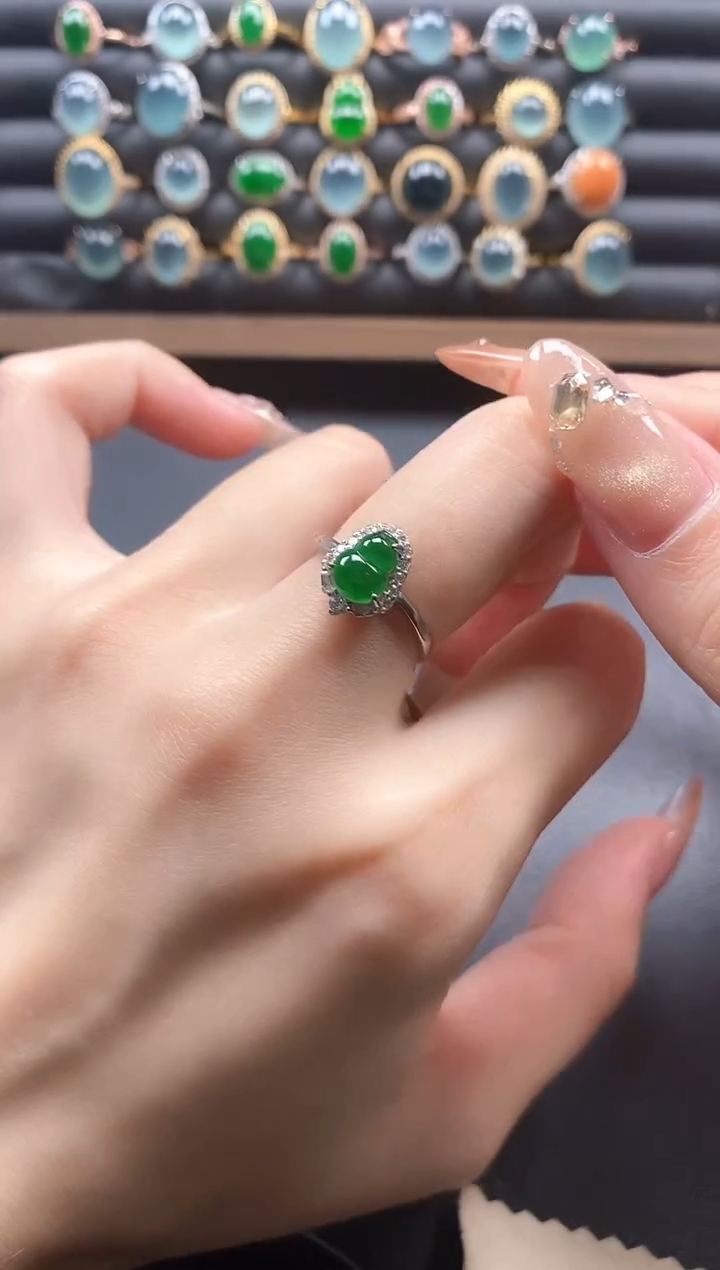 银S925镶嵌戒指翡翠51511