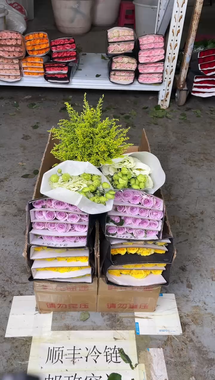 黄玫瑰20枝+海洋之歌20枝+绿色洋桔梗400克+黄莺