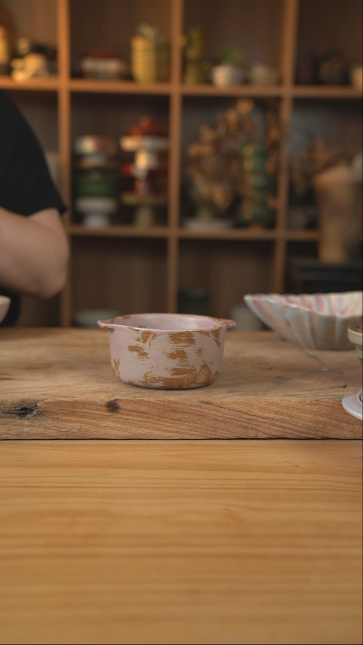 粉色系列的双耳早餐碗【壶