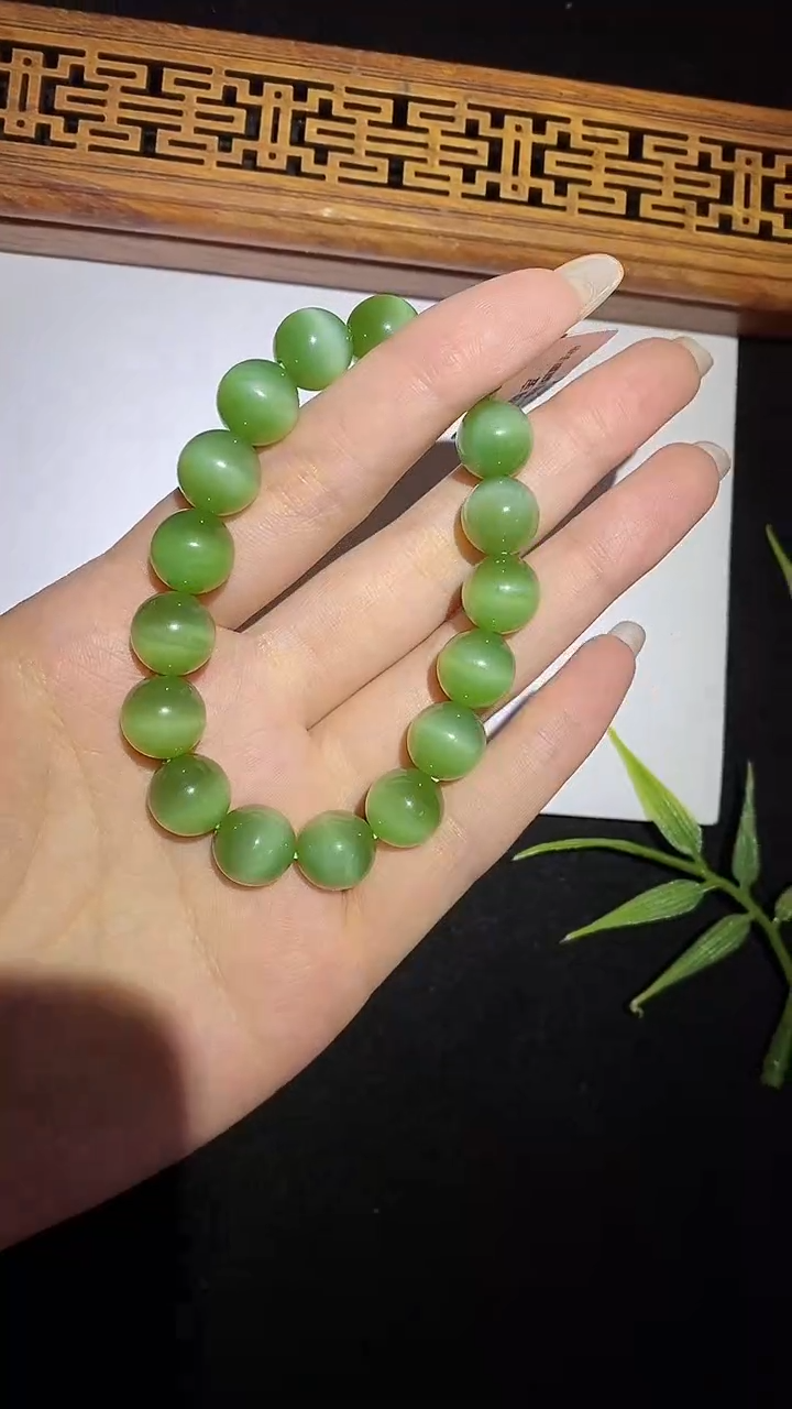 【闪购商品】和田玉（碧玉）手串未镶嵌10mm猫眼手串