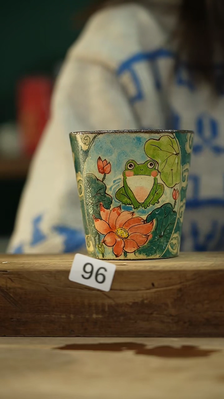 【闪购商品】瓷片设计师手作款 手绘青花主人杯迷糊