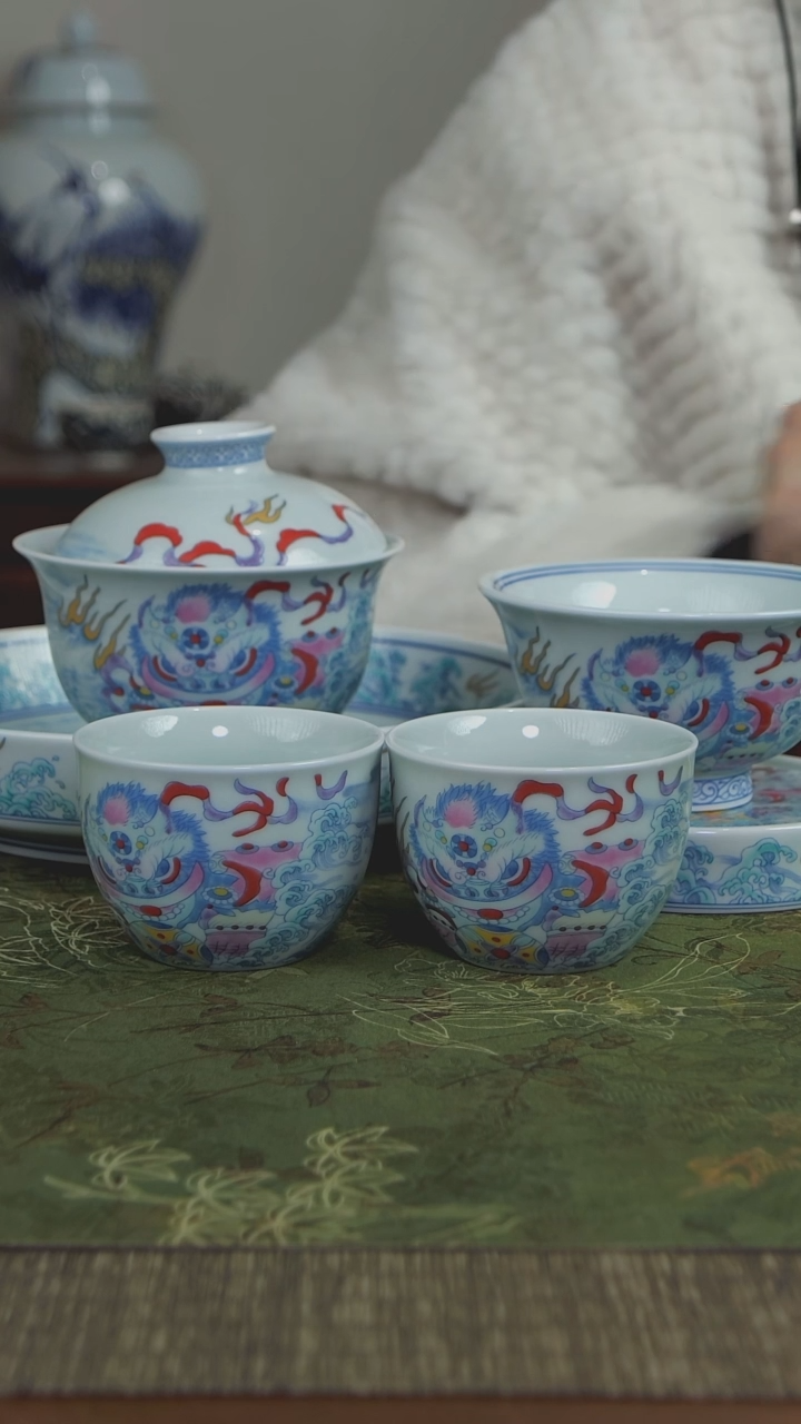 【闪购商品】斗彩醒狮 8件套 套装【4客杯】
