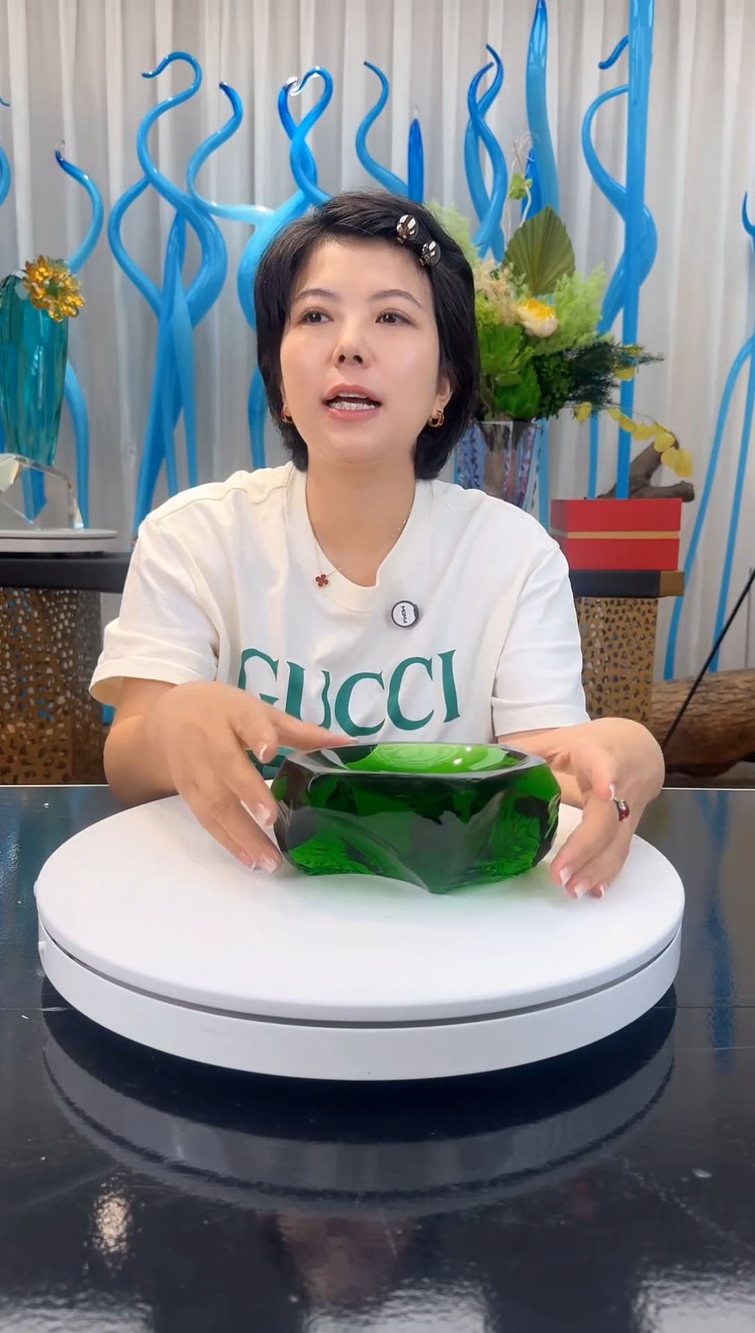 摆件祖母绿烟灰缸摆件
