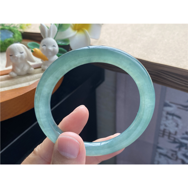 03.20批冰啤酒瓶绿圆条2097号54.2-8.6-8.8满色绿镯 翡翠手镯