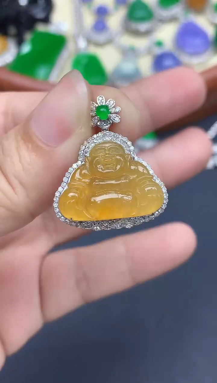 颈饰18K金镶嵌翡翠592-中国好珍宝