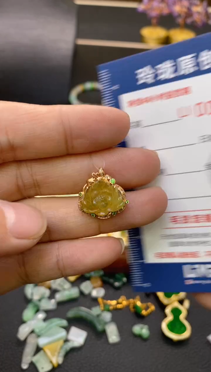 【闪购商品】翡翠颈饰18K金镶嵌翡翠净货28150