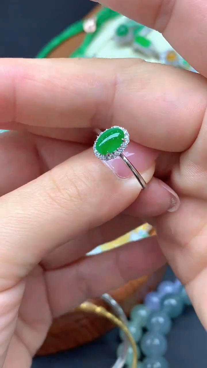 【闪购商品】翡翠戒指18K金镶嵌9-天然翡翠
