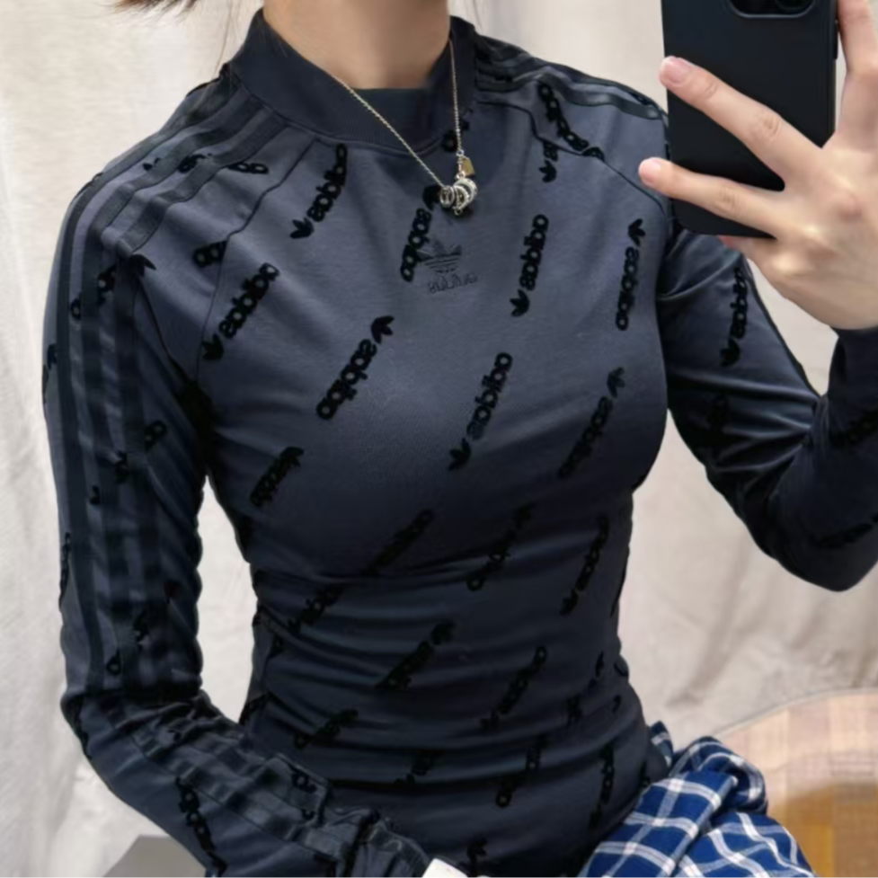 adidas/阿迪达斯三叶草女子时尚潮流修身上衣长袖T恤JE8355