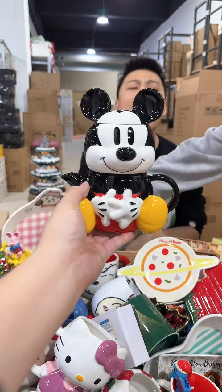 瓷片米奇全身分体茶壶