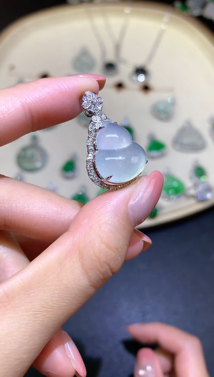 翡翠18K金镶嵌吊坠(不含链)吊坠A363|6980