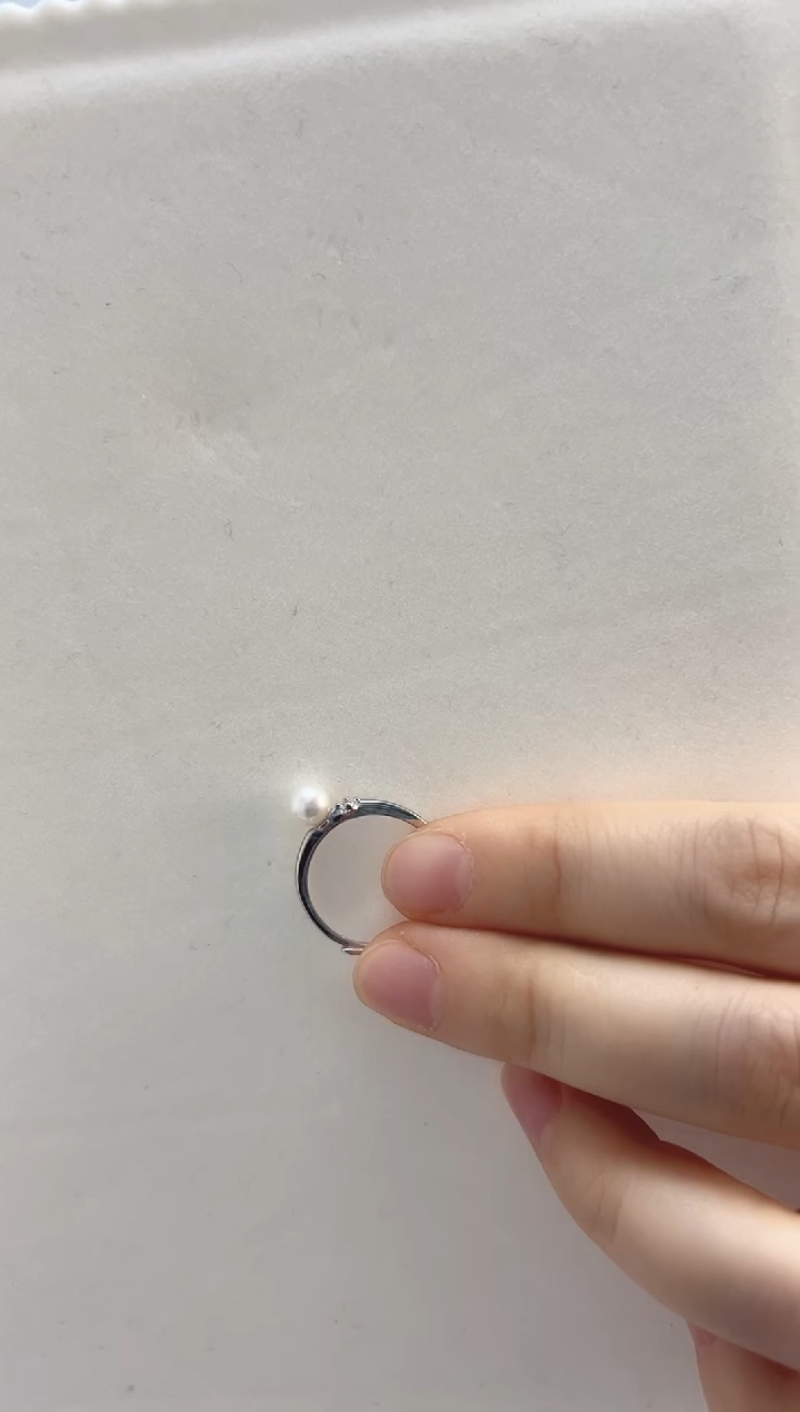 银S925镶嵌戒指淡水珍珠6戒指