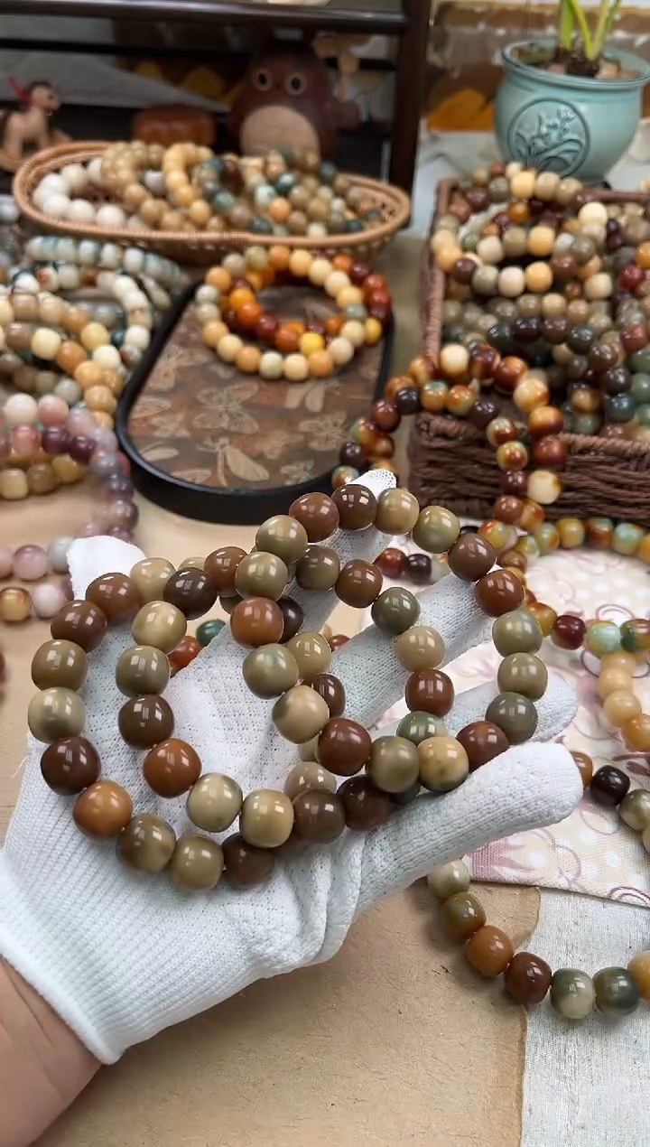 手串菩提根/象牙果a881 卡14.8 干磨莫高窟花皮