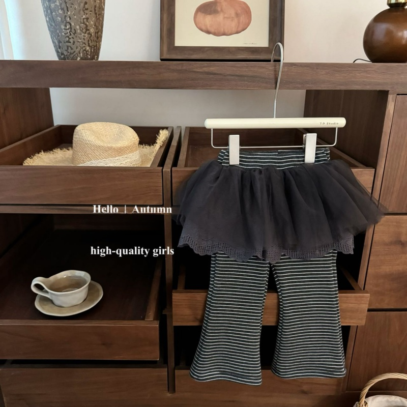 超韩喔！秋冬新款女宝宝芭蕾风条纹屁帘裤加绒打底裤