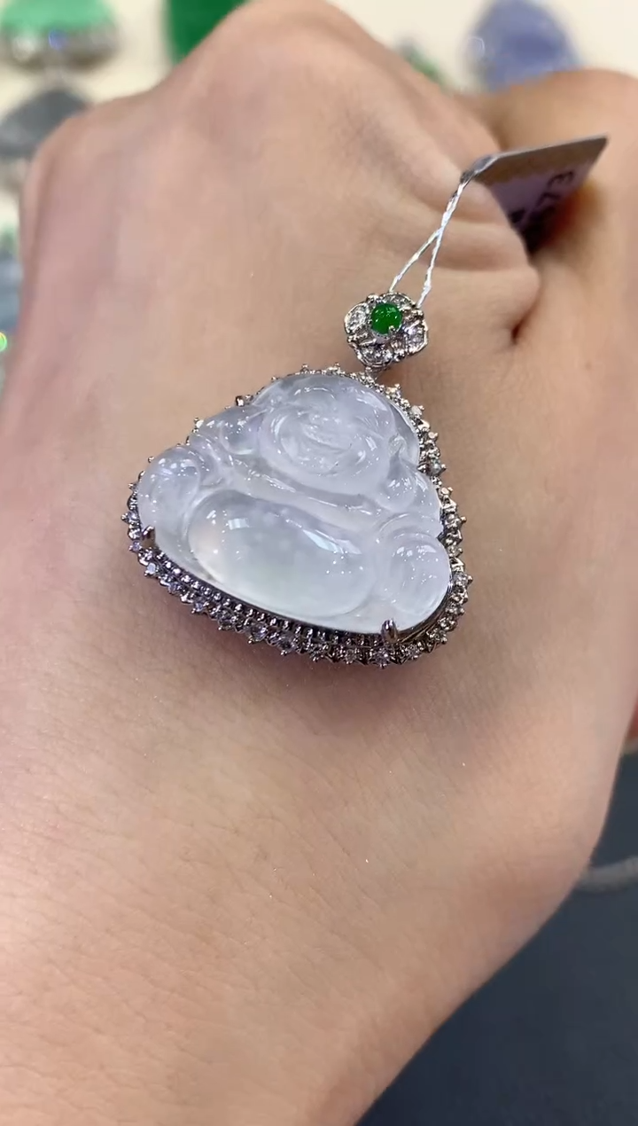 【闪购商品】翡翠吊坠(不含链)18K金镶嵌C55      