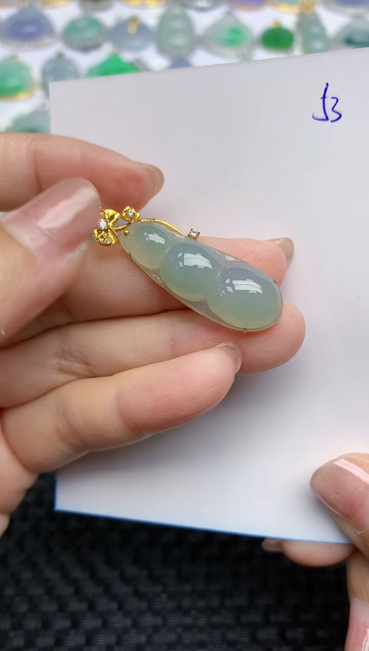 【闪购商品】翡翠颈饰18K金镶嵌天然A货翡翠 53
