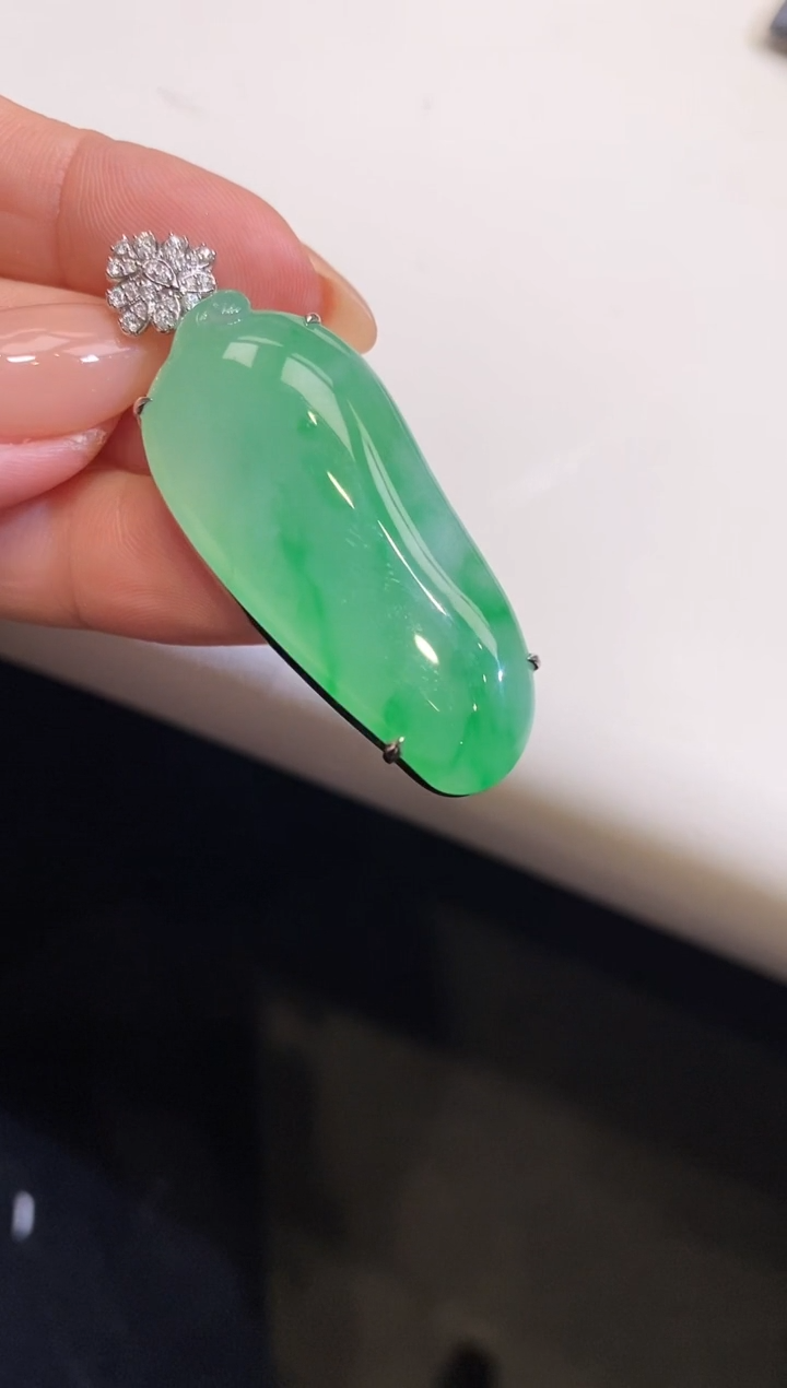 吊坠(不含链)18K金镶嵌翡翠w*福瓜