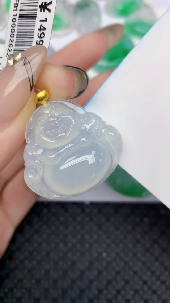 颈饰18K金镶嵌翡翠天然缅甸翡翠a货百元以上9元证书费自理