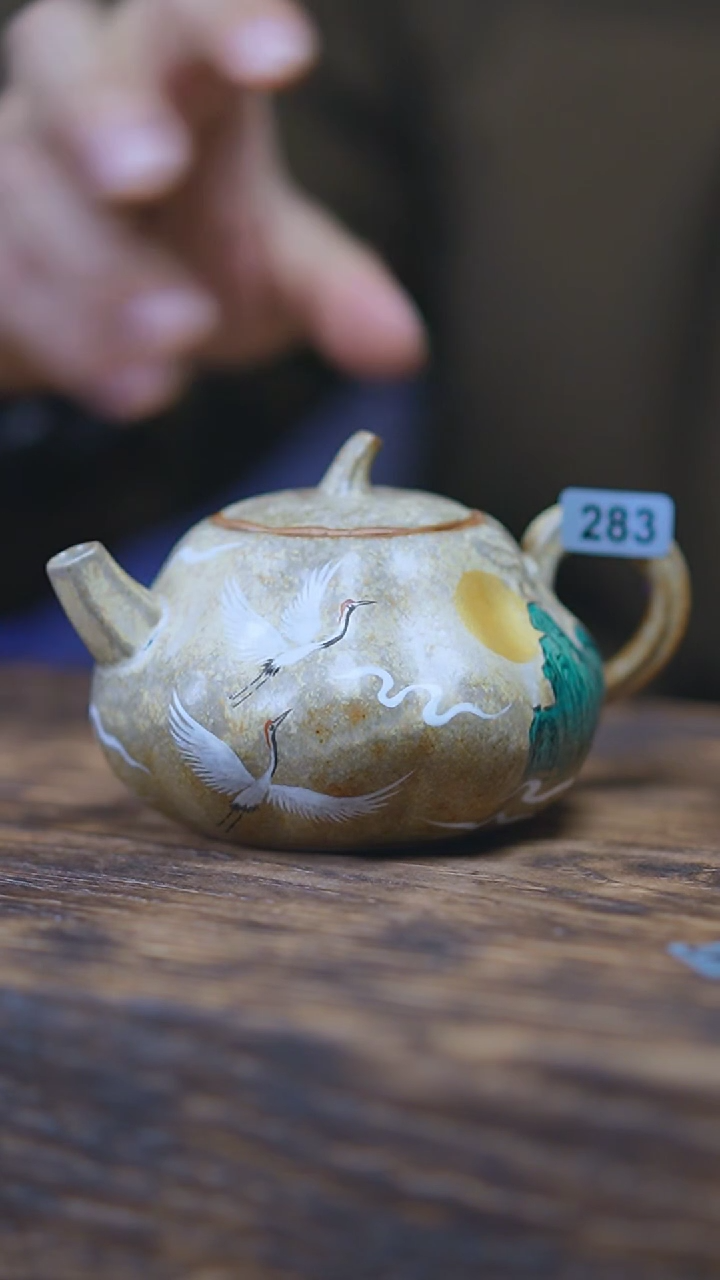 【闪购商品】283景德镇手绘仙鹤南瓜壶