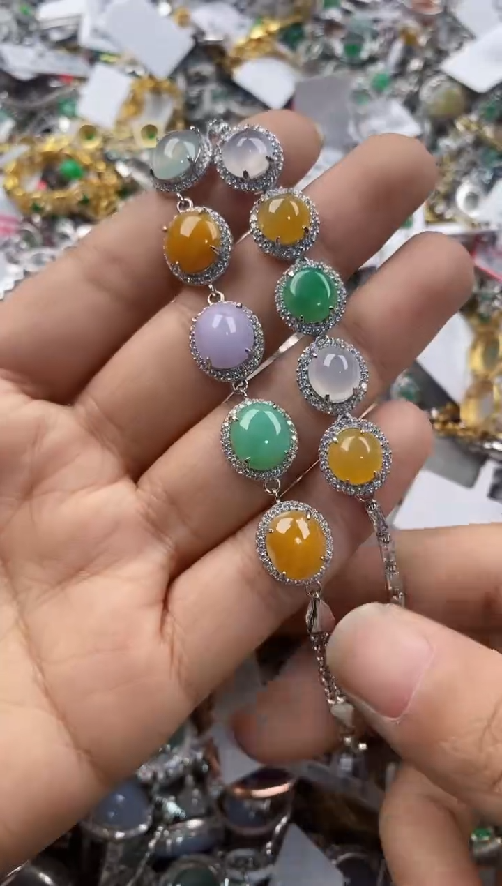 银S925镶嵌戒指翡翠3333----6