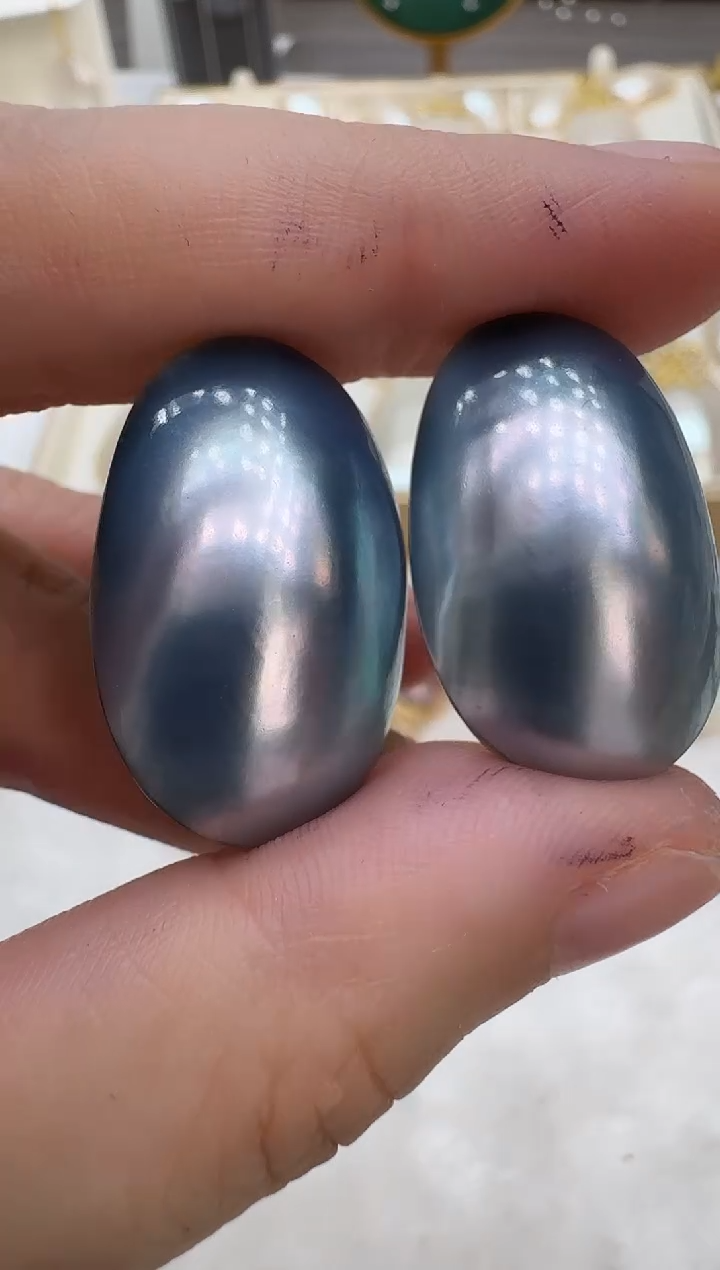 非金属925银无光板蓝色马贝