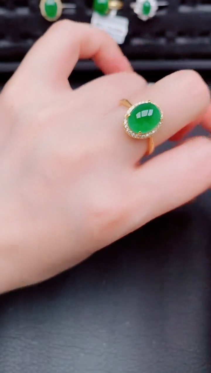 【闪购商品】翡翠戒指银S925镶嵌天然a货翡翠237