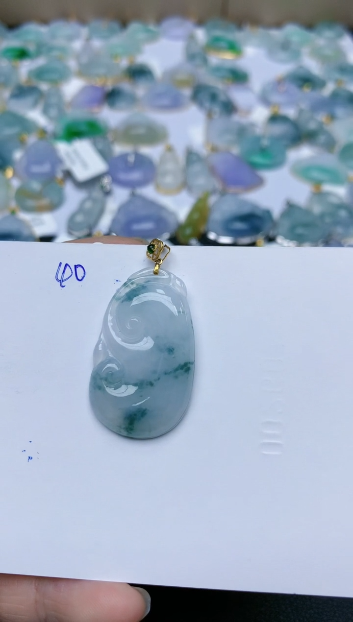 【闪购商品】翡翠颈饰18K金镶嵌天然翡翠A货    