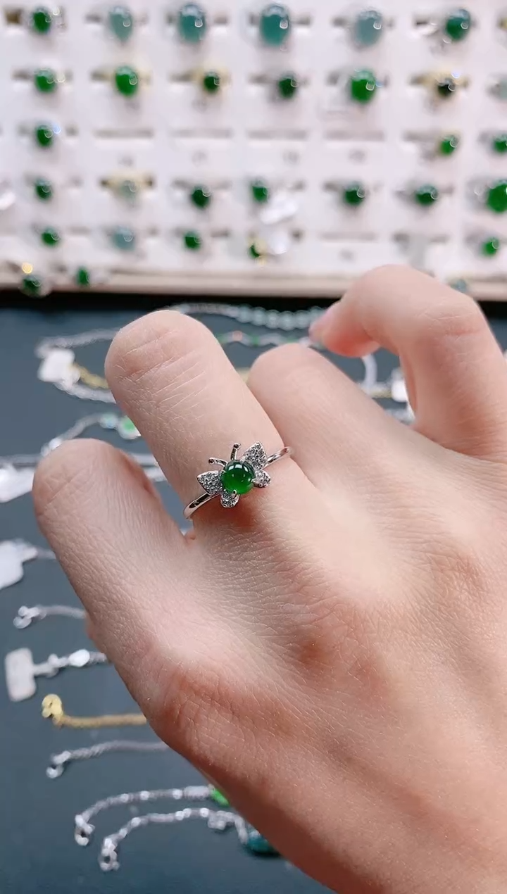 【闪购商品】翡翠戒指银S925镶嵌天然翡翠