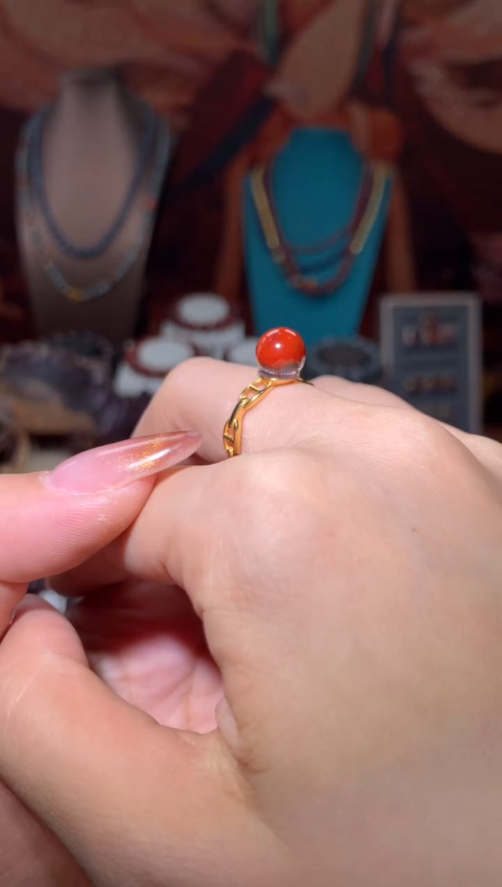 未镶嵌珠宝半成品水晶红极光戒指多样性发其1