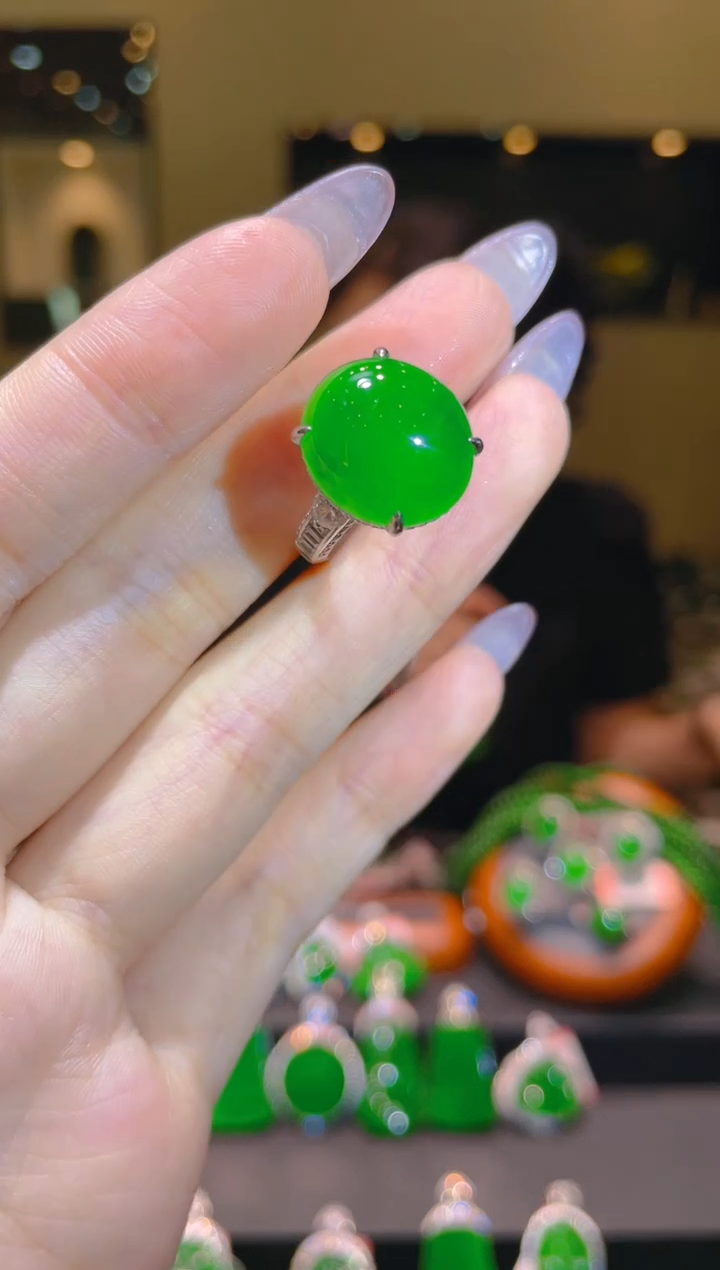 翡翠18K金镶嵌吊坠(不含链)A38