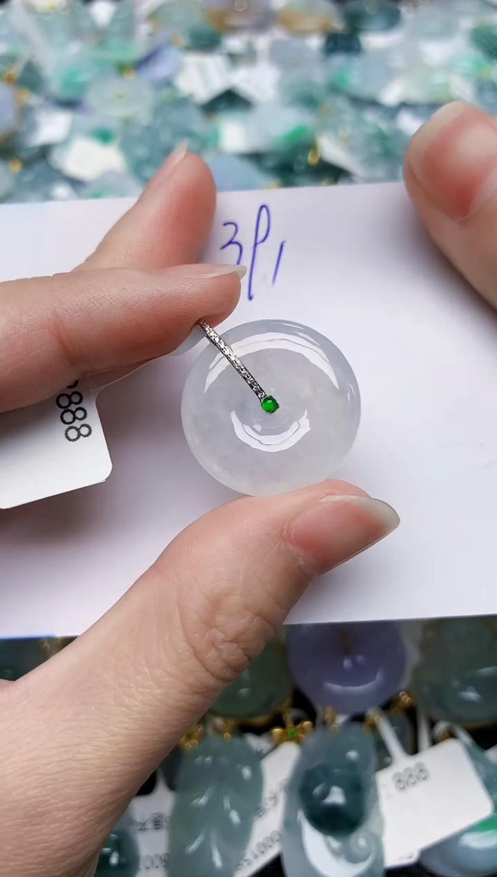 翡翠18K金镶嵌颈饰天然缅甸A货翡翠百元以上9元证书费自理