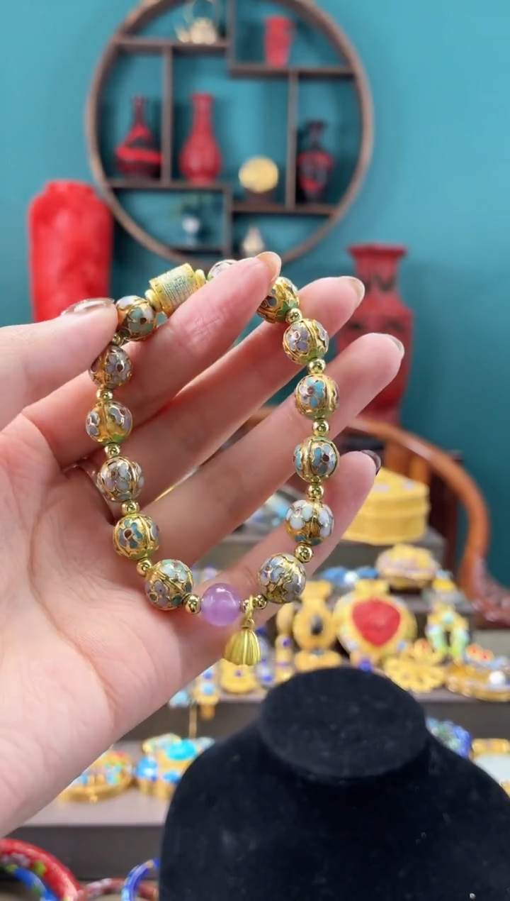 景泰蓝金地瓜楞手串1.0