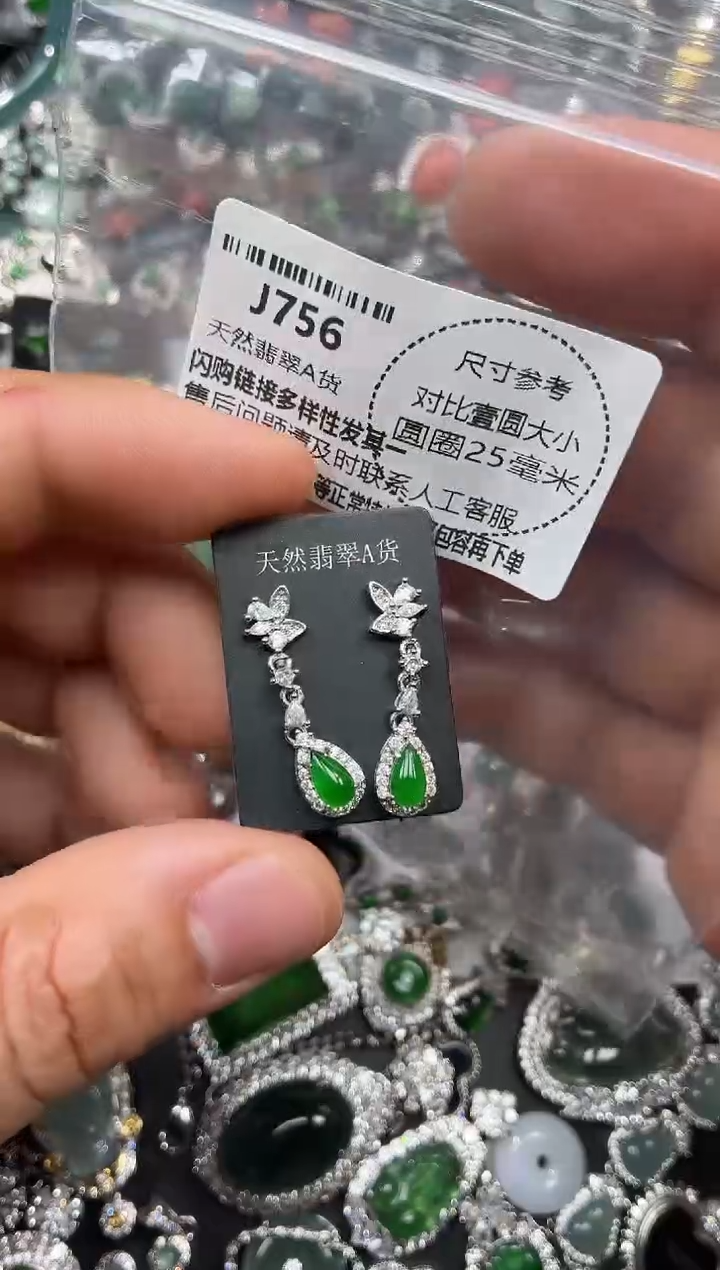 颈饰未镶嵌翡翠J756耳钉
