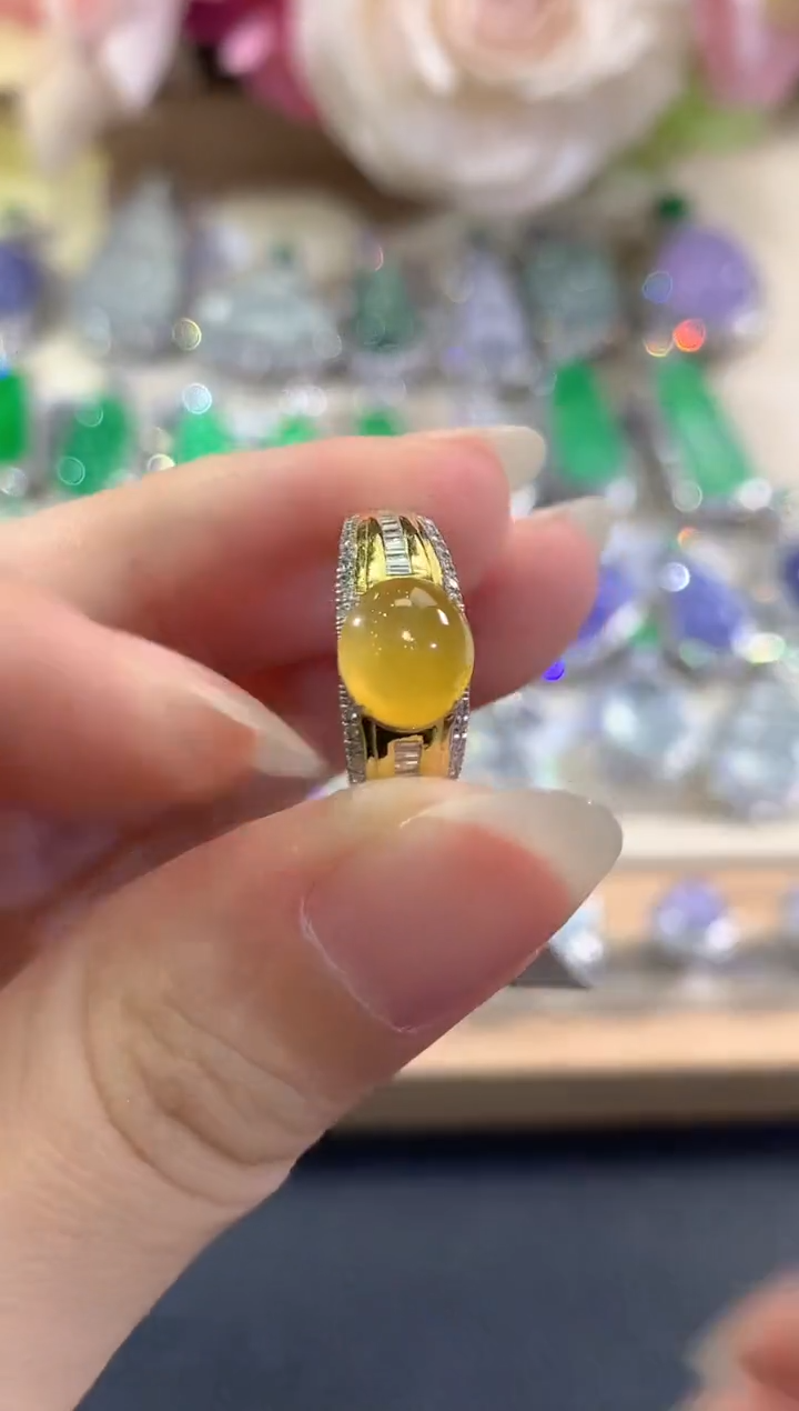 18K金镶嵌戒指翡翠d42     
