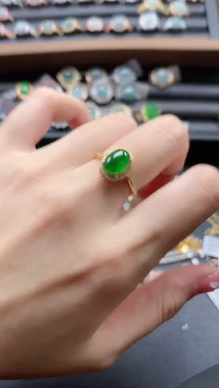 【闪购商品】翡翠戒指银S925镶嵌5115