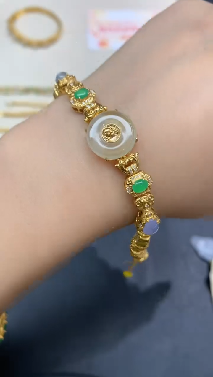 18K金镶嵌手链翡翠手链A1|19800