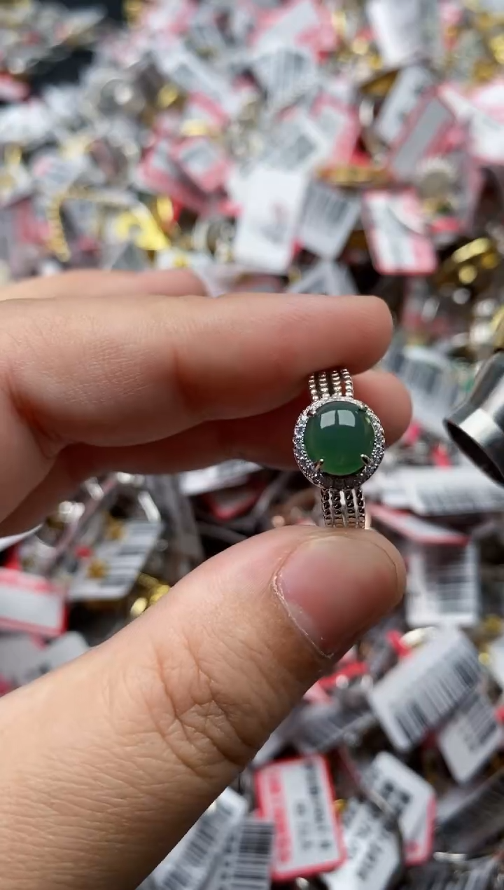 【闪购商品】翡翠戒指银S925镶嵌7777---10