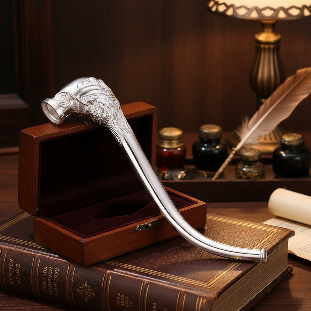 足银银制品 足银999新款龙头烟斗  中式潮男烟斗龙头浮雕送礼佳品