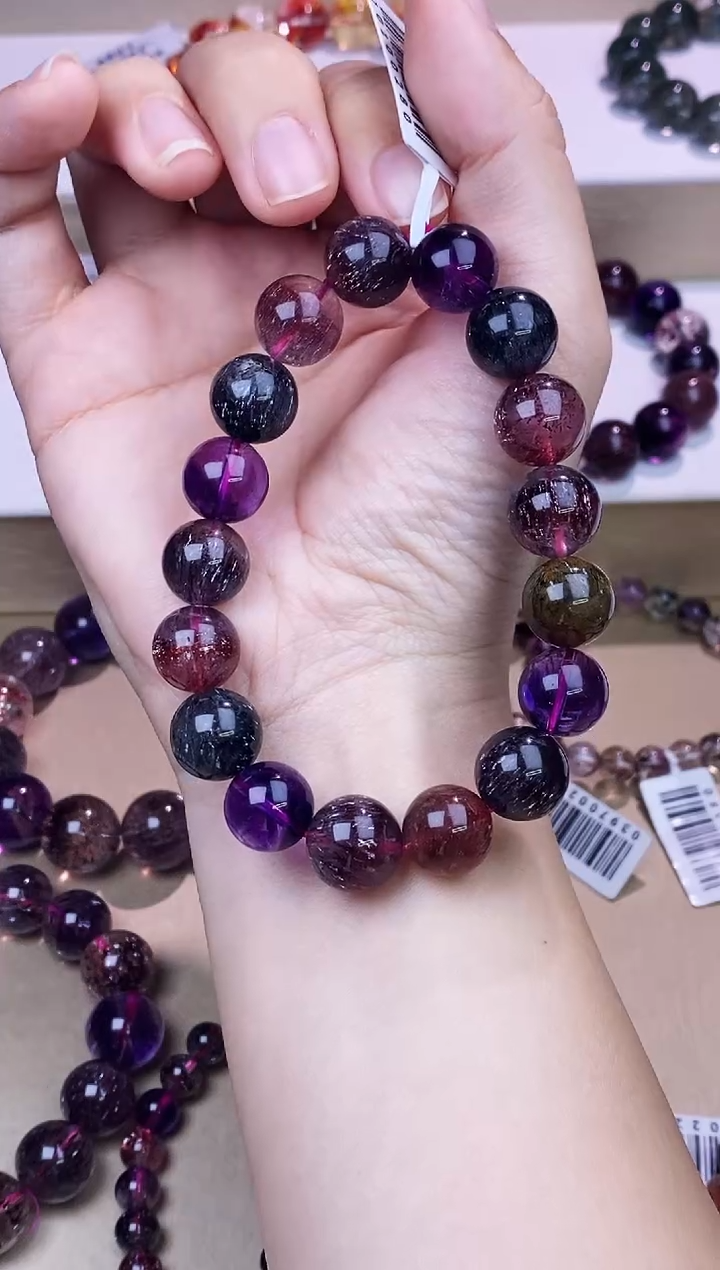 未镶嵌手串水晶黑加仑超七单圈12m+